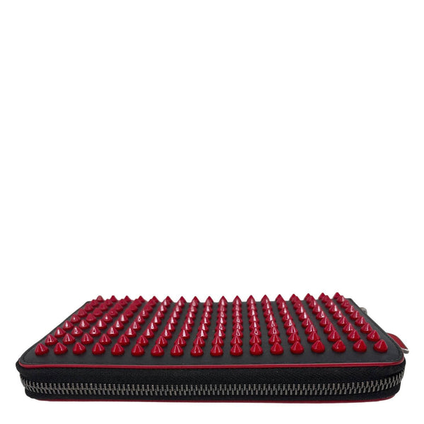 CHRISTIAN LOUBOUTIN Panettone Spikes Leather Zip Around Wallet Red