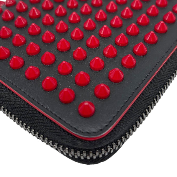 CHRISTIAN LOUBOUTIN Panettone Spikes Leather Zip Around Wallet Red
