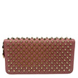 CHRISTIAN LOUBOUTIN Panettone Spikes Leather Zip Around Wallet Light Pink