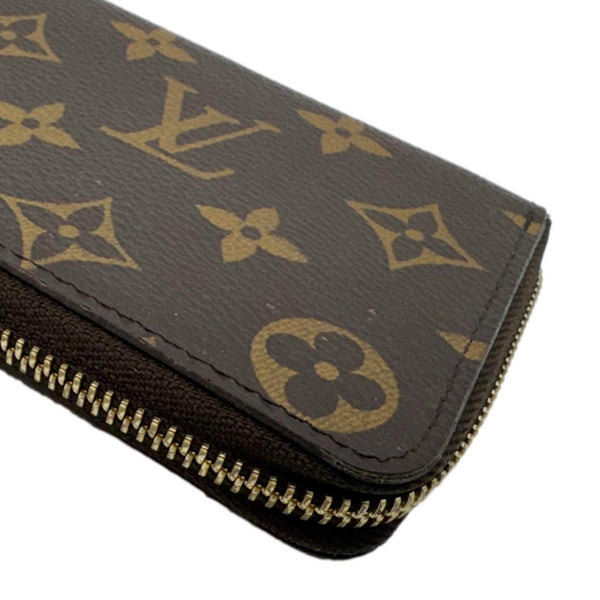 LOUIS VUITTON Portefeuille Clemence Monogram Canvas Zippy Wallet Brown