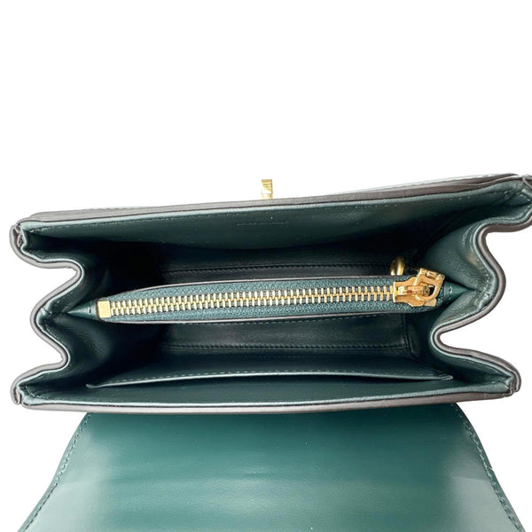 CELINE 16 Small Satinated Leather Top Handle Shoulder Bag Green