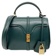 CELINE 16 Small Satinated Leather Top Handle Shoulder Bag Green