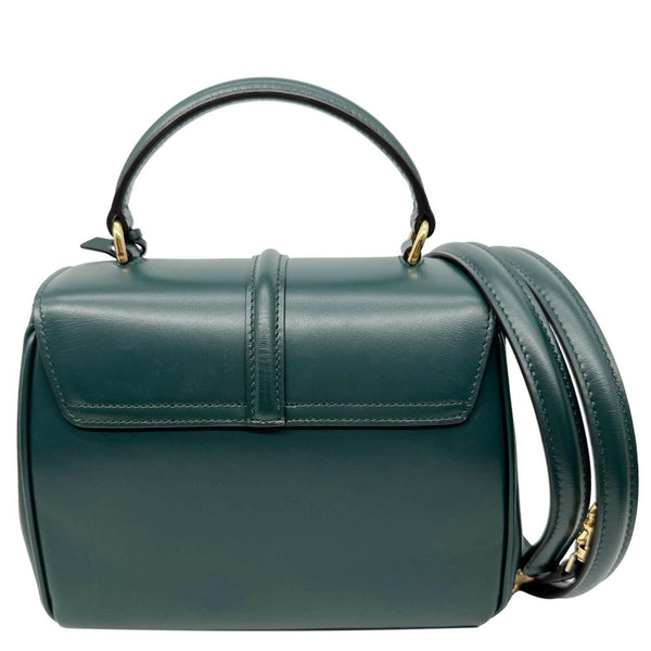 CELINE 16 Small Satinated Leather Top Handle Shoulder Bag Green