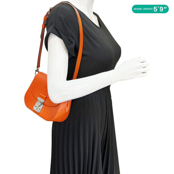 LOUIS VUITTON Eden PM Epi Leather Top Handle Shoulder Bag Orange