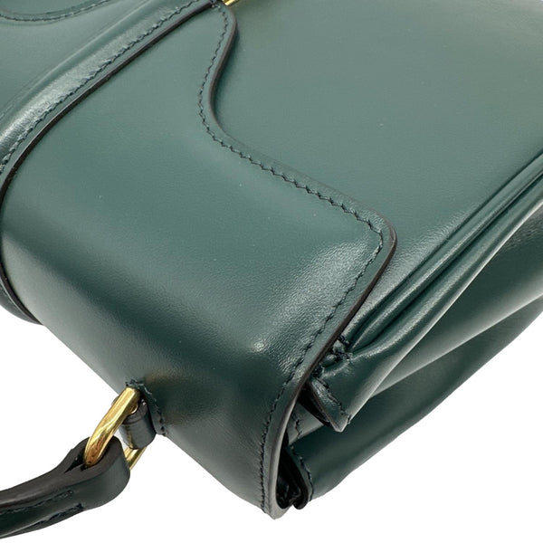 CELINE 16 Small Satinated Leather Top Handle Shoulder Bag Green