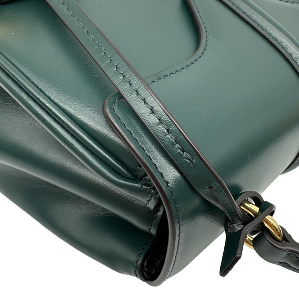 CELINE 16 Small Satinated Leather Top Handle Shoulder Bag Green