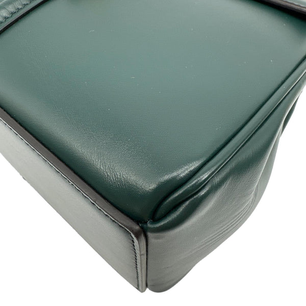 CELINE 16 Small Satinated Leather Top Handle Shoulder Bag Green