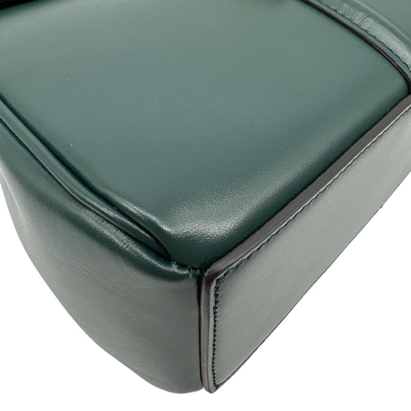 CELINE 16 Small Satinated Leather Top Handle Shoulder Bag Green
