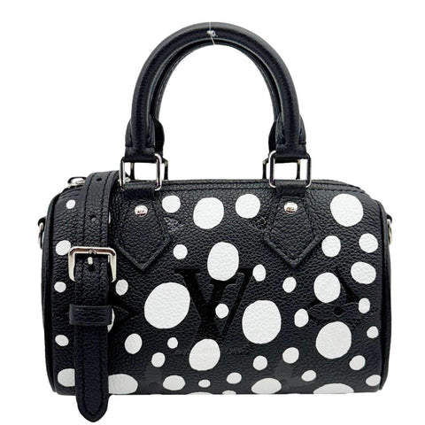 LOUIS VUITTON LV x YK Nano Speedy Monogram Empreinte Leather Shoulder Bag Black