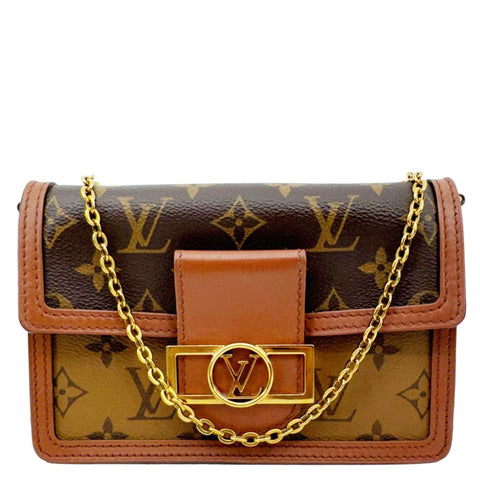 LOUIS VUITTON Dauphine Monogram Reverse Canvas Shoulder Bag Brown
