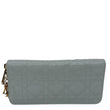 CHRISTIAN DIOR Lady Dior Voyageur Cannage Patent Leather Wallet Blue