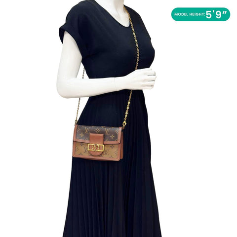 LOUIS VUITTON Dauphine Monogram Reverse Canvas Shoulder Bag Brown