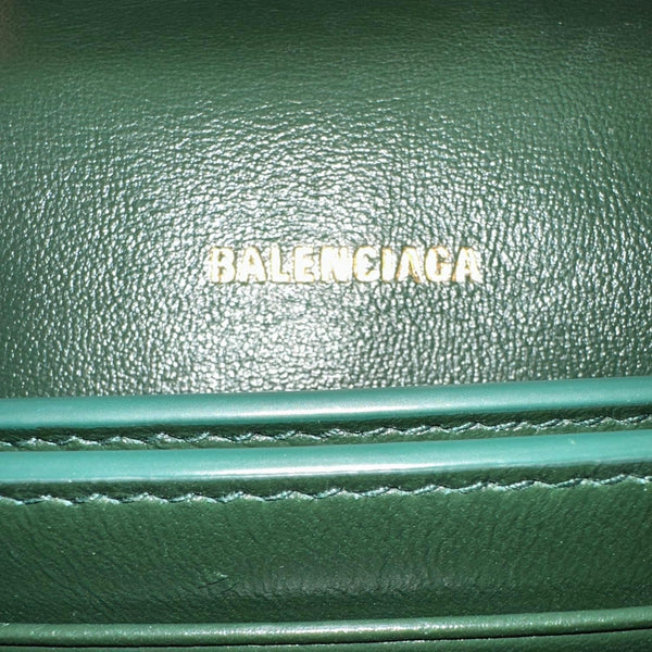 BALENCIAGA Crush Crocodile Embossed Leather Chain Crossbody Bag Green