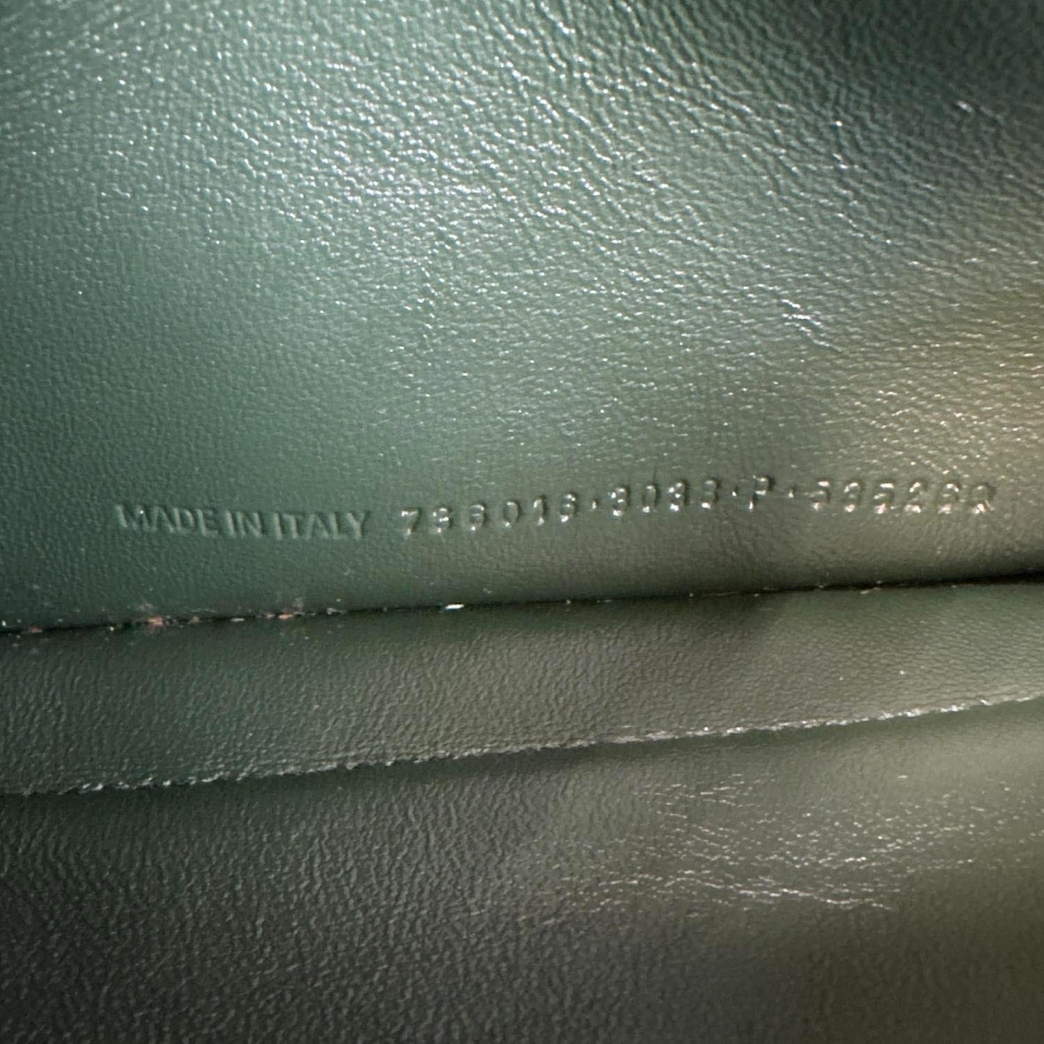 BALENCIAGA Crush Crocodile Embossed Leather Chain Crossbody Bag Green
