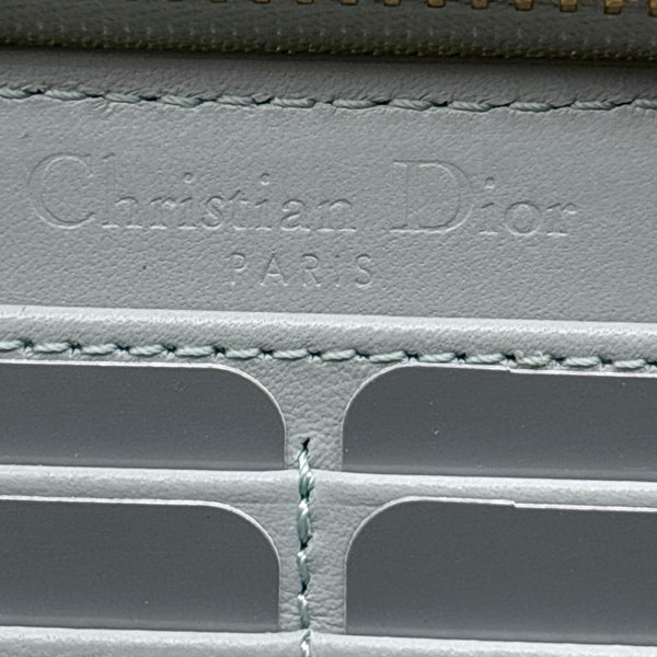 CHRISTIAN DIOR Lady Dior Voyageur Cannage Patent Leather Wallet Blue