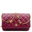 Chanel Coco Hearts Wallet On Chain -  Burgundy Quilted Leather