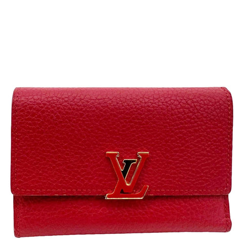 LOUIS VUITTON Capucines Taurillon Leather Compact Wallet Red