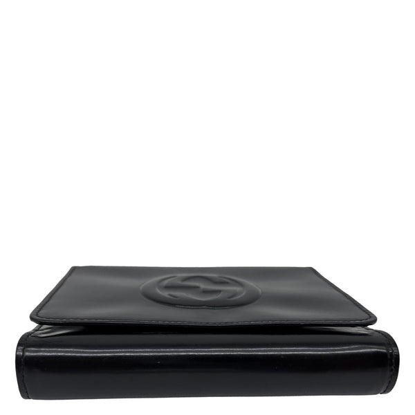 GUCCI Interlocking G Logo Vintage Patent Leather Compact Wallet Black