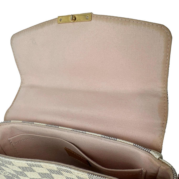 LOUIS VUITTON Croisette Damier Azur Satchel Crossbody Bag Rose Ballerine