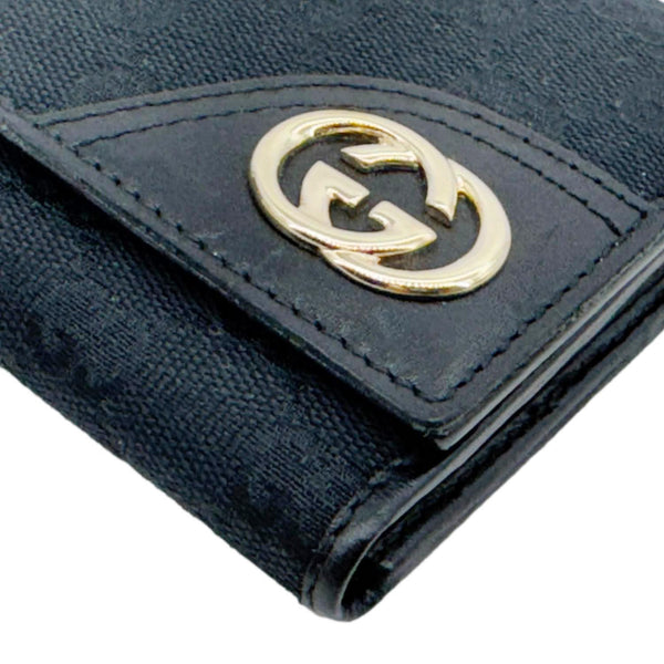 GUCCI Bifold Vintage GG Canvas Wallet Black 184597