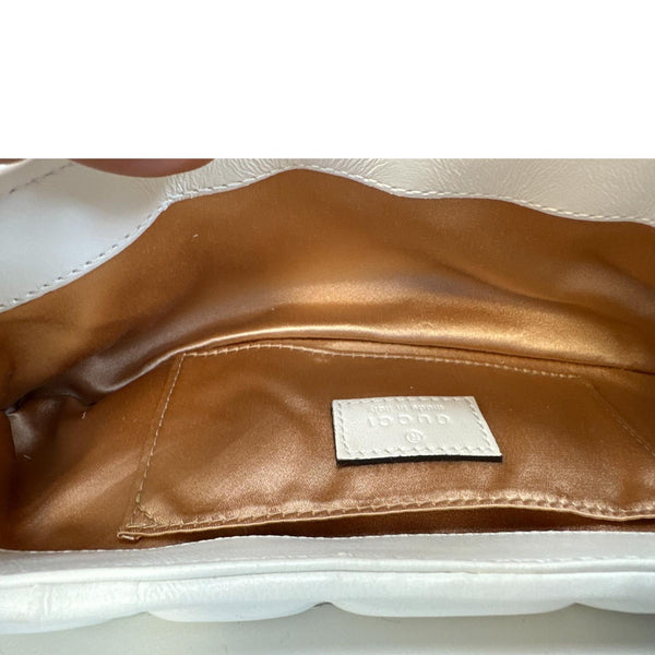 GUCCI Horsebit Quilted Lambskin Leather Chain Shoulder Bag White 764339