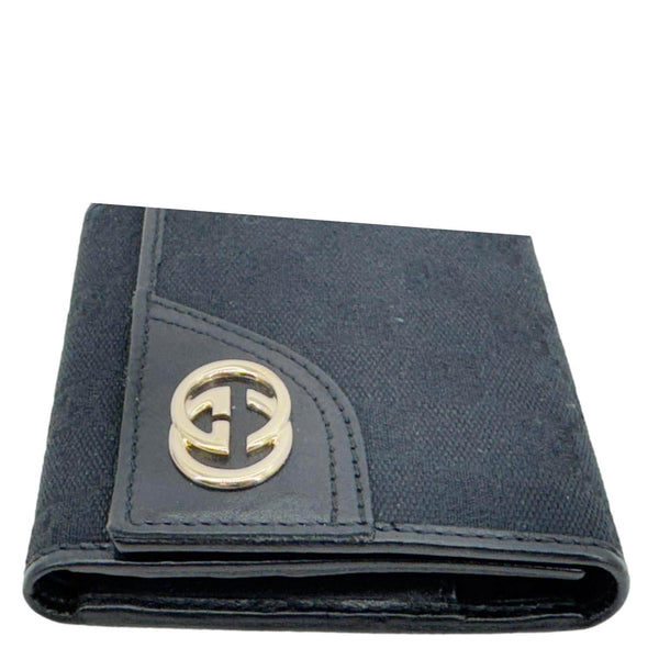 GUCCI Bifold Vintage GG Canvas Wallet Black 184597