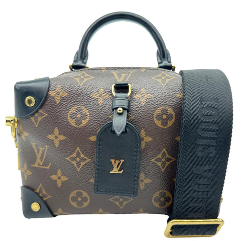 LOUIS VUITTON Petite Malle Souple Monogram Canvas Shoulder Bag Black