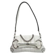 GUCCI Horsebit Quilted Lambskin Leather Chain Shoulder Bag White 764339