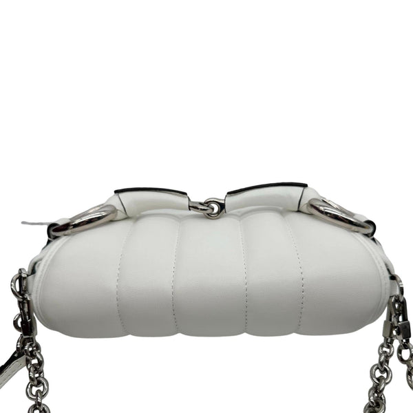 GUCCI Horsebit Quilted Lambskin Leather Chain Shoulder Bag White 764339