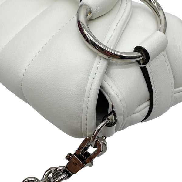GUCCI Horsebit Quilted Lambskin Leather Chain Shoulder Bag White 764339