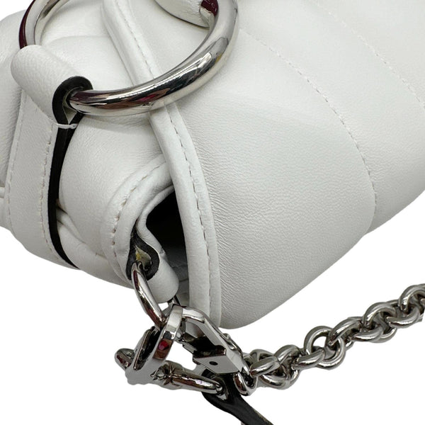 GUCCI Horsebit Quilted Lambskin Leather Chain Shoulder Bag White 764339