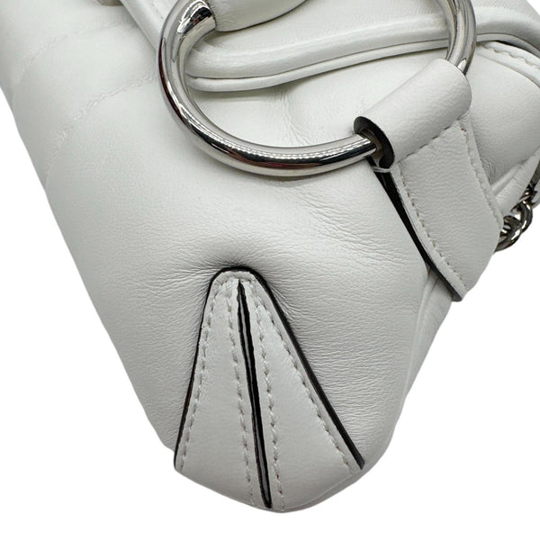 GUCCI Horsebit Quilted Lambskin Leather Chain Shoulder Bag White 764339