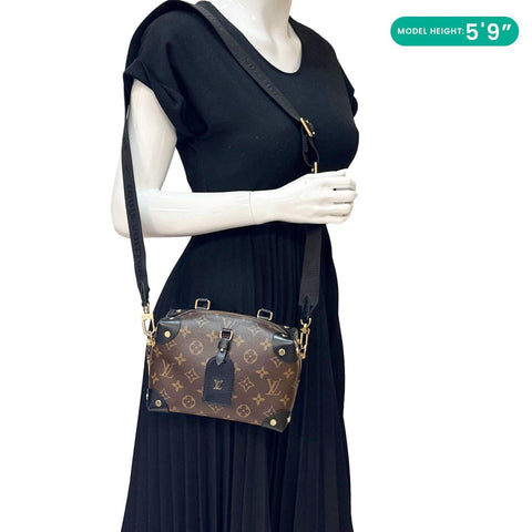 LOUIS VUITTON Petite Malle Souple Monogram Canvas Shoulder Bag Black