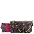 LOUIS VUITTON Felicie Pochette Monogram Canvas Crossbody Bag Brown