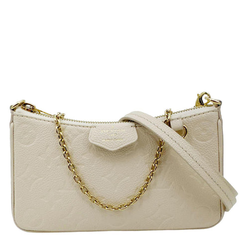 LOUIS VUITTON Easy Pouch On Strap Empreinte Leather Shoulder Bag Pouch Cream