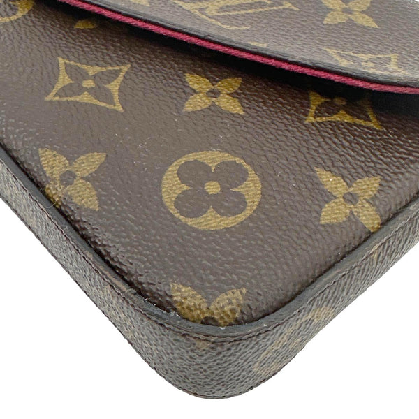 LOUIS VUITTON Felicie Pochette Monogram Canvas Crossbody Bag Brown