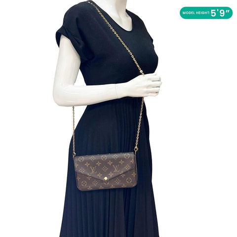 LOUIS VUITTON Felicie Pochette Monogram Canvas Crossbody Bag Brown