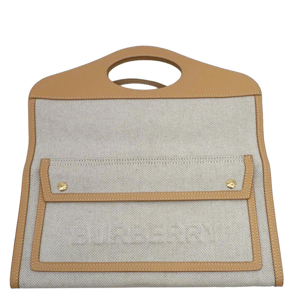 BURBERRY Pocket Canvas Tote Shoulder Bag Brown