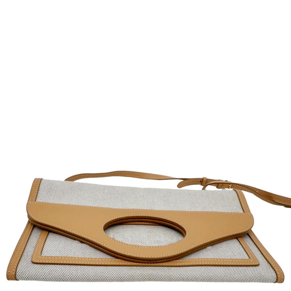 BURBERRY Pocket Canvas Tote Shoulder Bag Brown