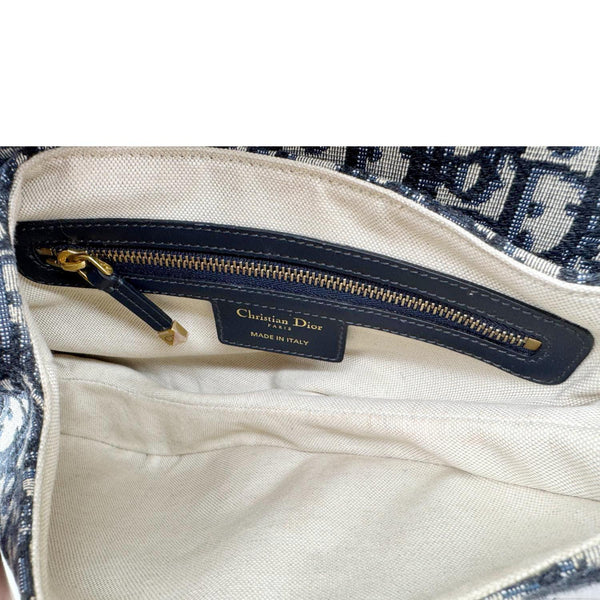CHRISTIAN DIOR Saddle Oblique Jacquard Belt Crossbody Bag Navy Blue