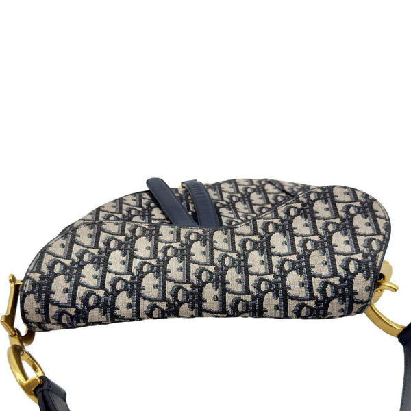 CHRISTIAN DIOR Saddle Oblique Jacquard Belt Crossbody Bag Navy Blue