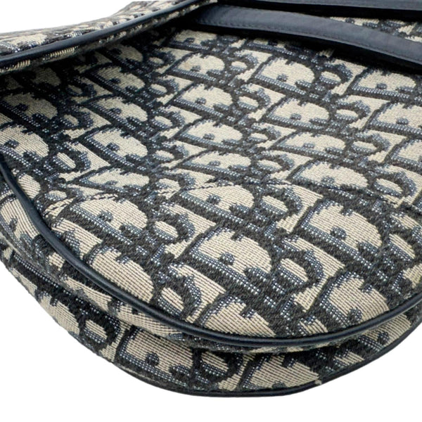 CHRISTIAN DIOR Saddle Oblique Jacquard Belt Crossbody Bag Navy Blue