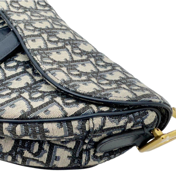 CHRISTIAN DIOR Saddle Oblique Jacquard Belt Crossbody Bag Navy Blue