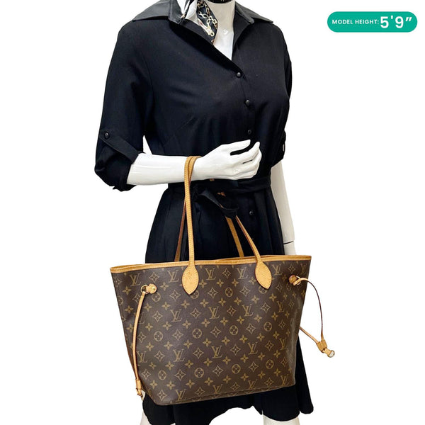 LOUIS VUITTON Neverfull MM Monogram Canvas Shoulder Bag Brown