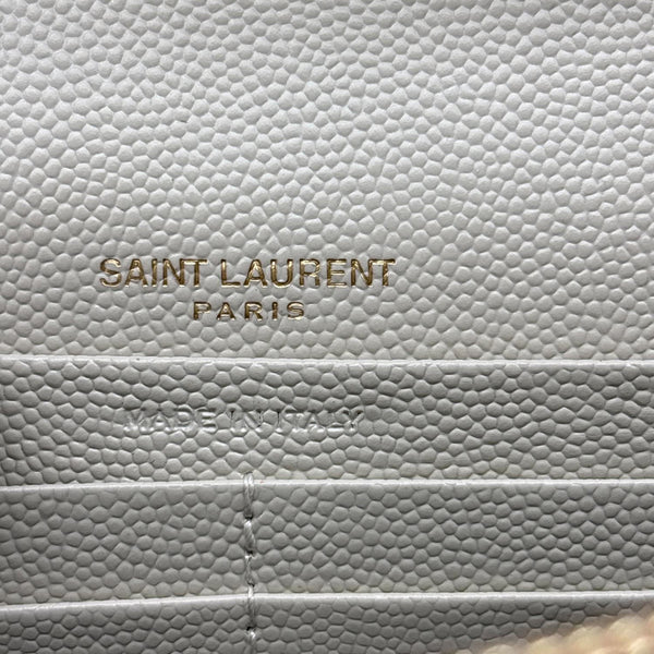 YVES SAINT LAURENT Cassandre Envelope Chevron Grain De Poudre Crossbody Bag Cream