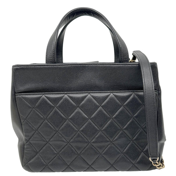 CHANEL Business Affinity Quilted Caviar Leather Shopping Tote Bag Black