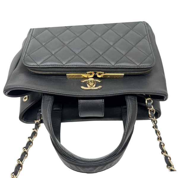 CHANEL Business Affinity Quilted Caviar Leather Shopping Tote Bag Black