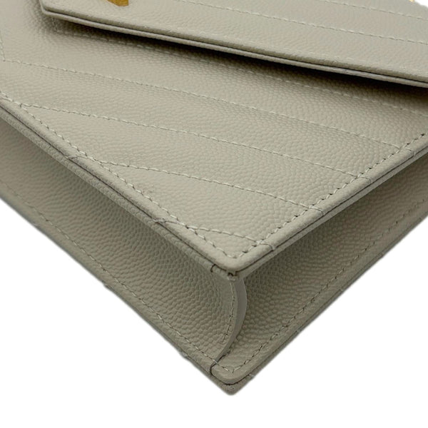 YVES SAINT LAURENT Cassandre Envelope Chevron Grain De Poudre Crossbody Bag Cream