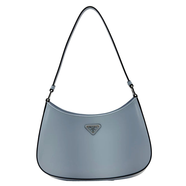 PRADA Cleo Brushed Leather Shoulder Bag Light Blue