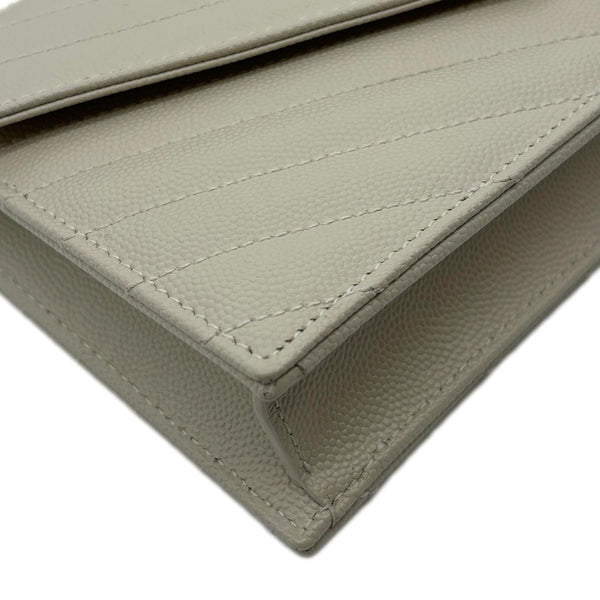 YVES SAINT LAURENT Cassandre Envelope Chevron Grain De Poudre Crossbody Bag Cream